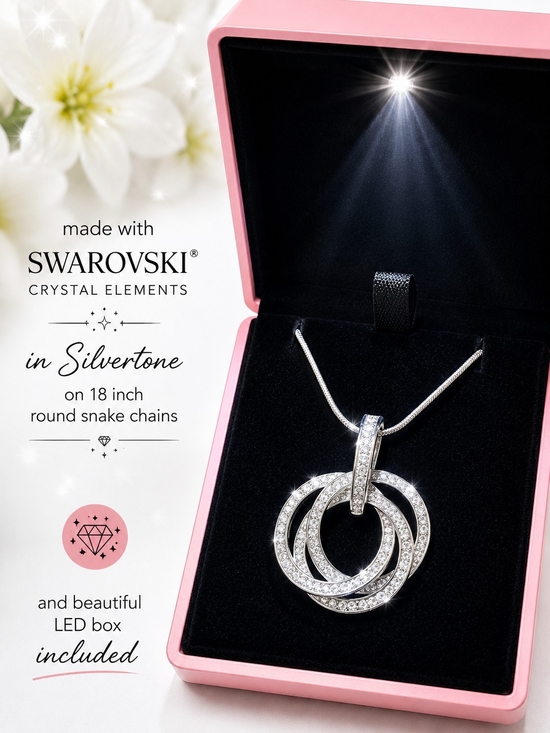No Brand Jewelry - Swarovski Crystal Elements Silvertone Interlocking Circle Necklace - Silver